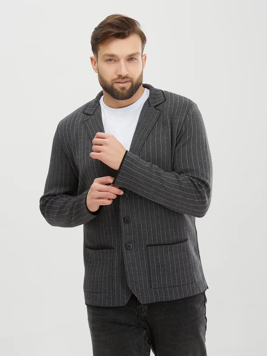 Пиджак вязаный под джинсы