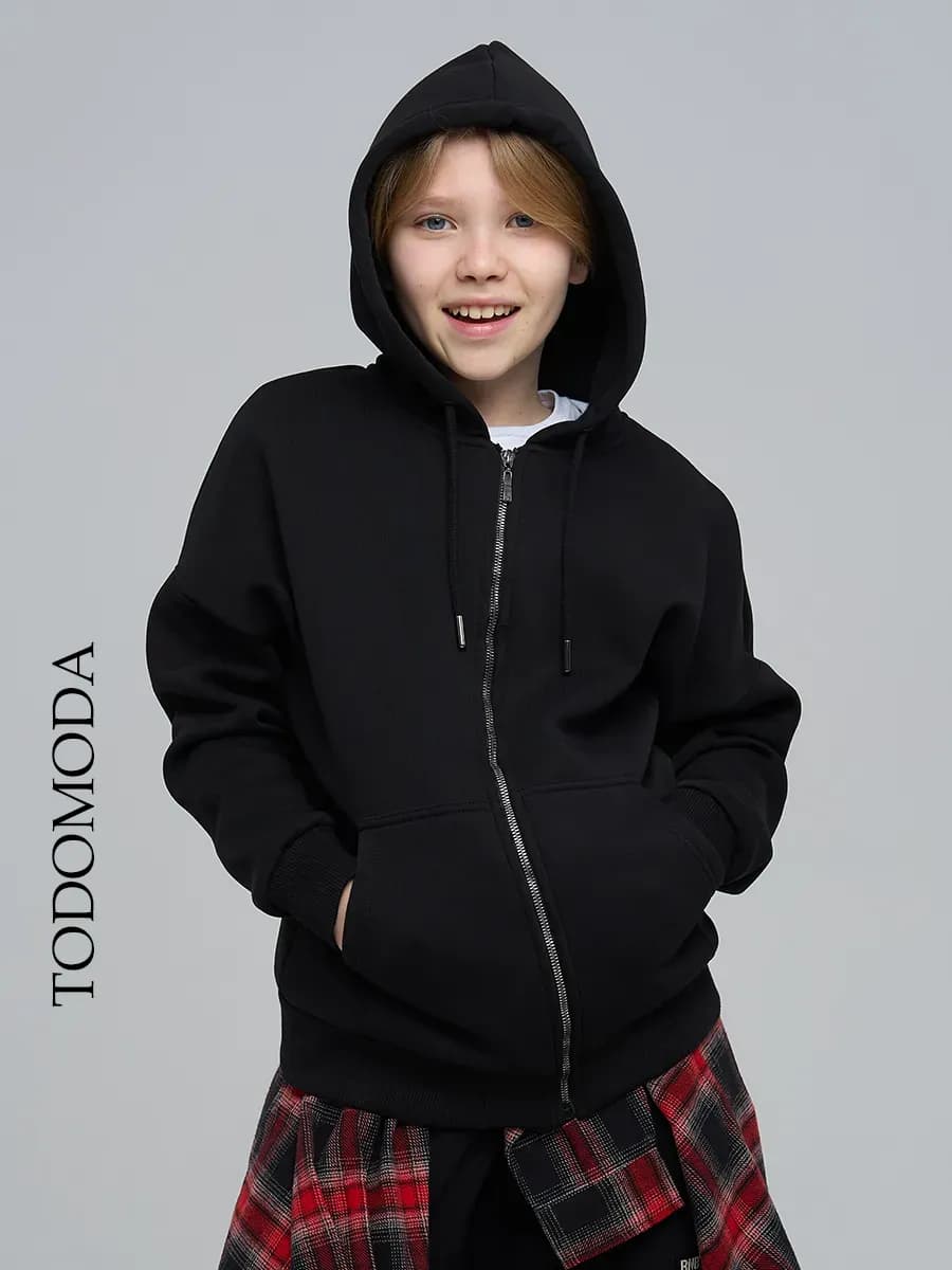 Худи зипка девочек и мальчиков с начесом оверсайз