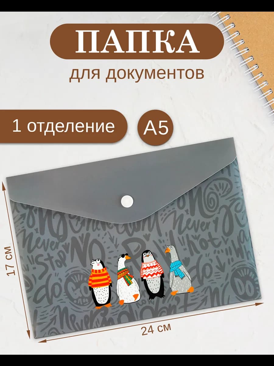 Папка А5 из пластика на кнопке