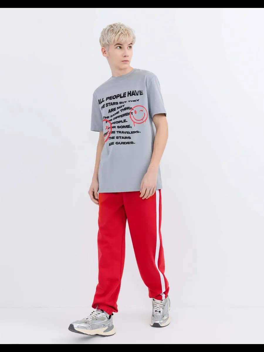 Красные cпортивные джоггеры Comfort из скубы с лампасами