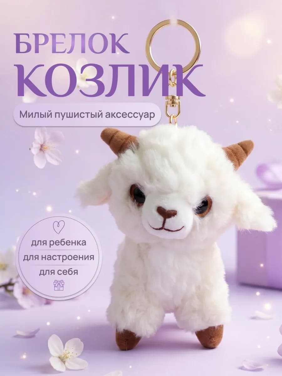 Мягкая игрушка брелок козлик на ключи