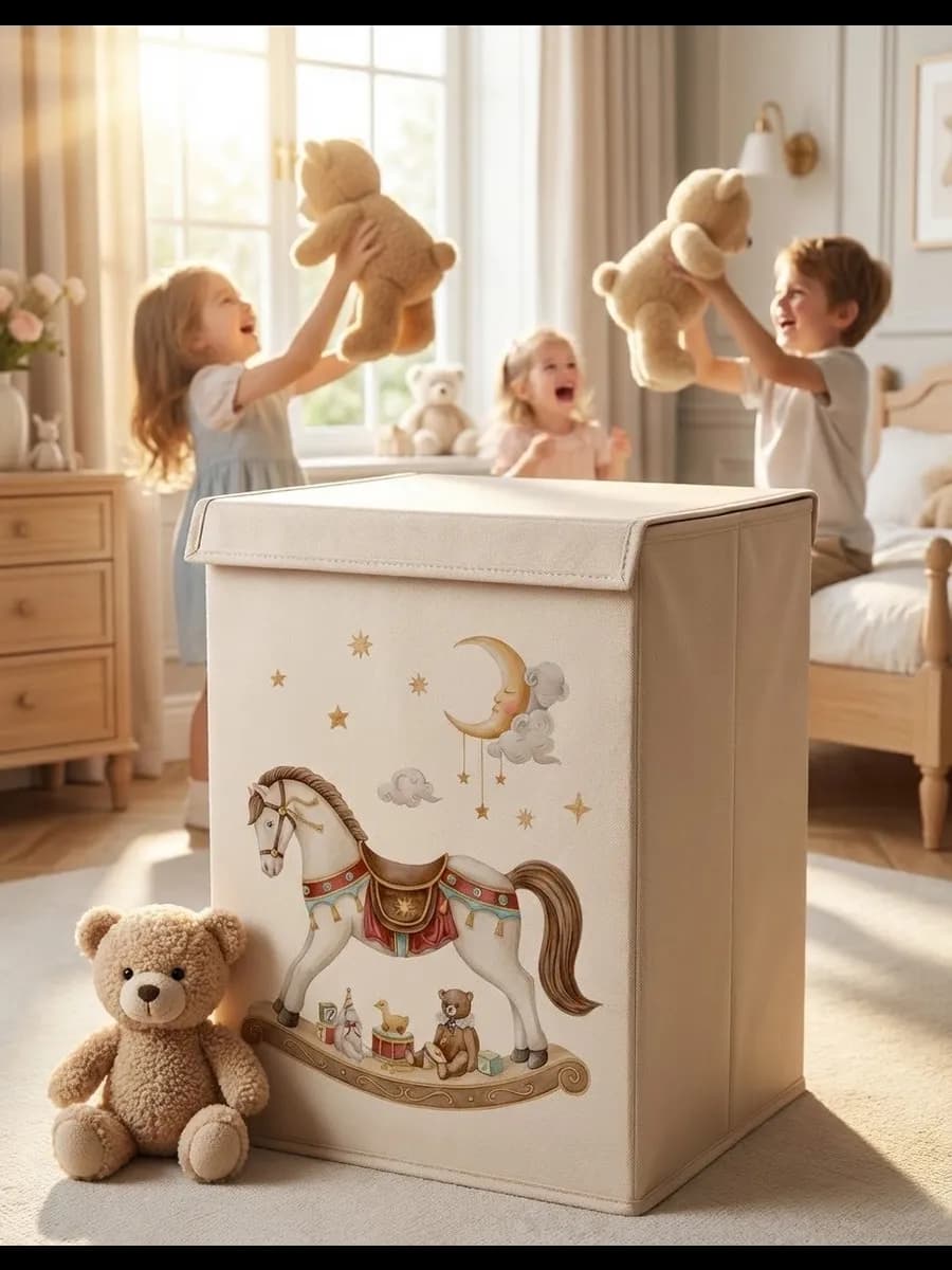 Корзина для игрушек большая с крышкой