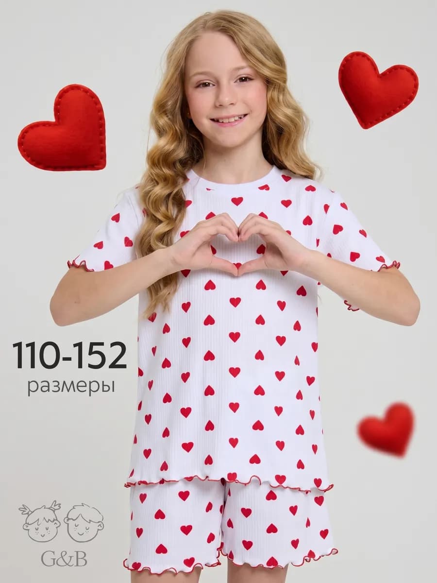 Пижама детская с шортами в рубчик