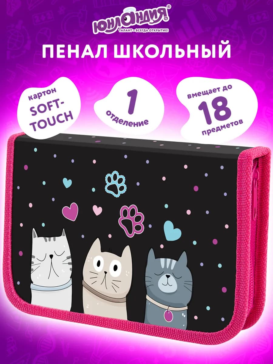 Пенал школьный для девочек для карандашей, ручек 1 отделение