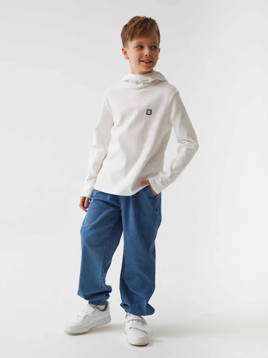 Лонгслив для мальчика с капюшоном толстовка легкая летняя