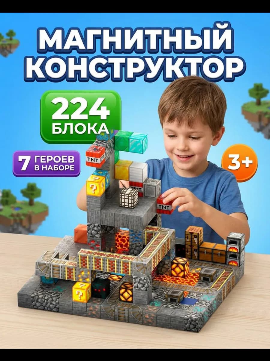 Развивающий набор с магнитным конструктором кубиками