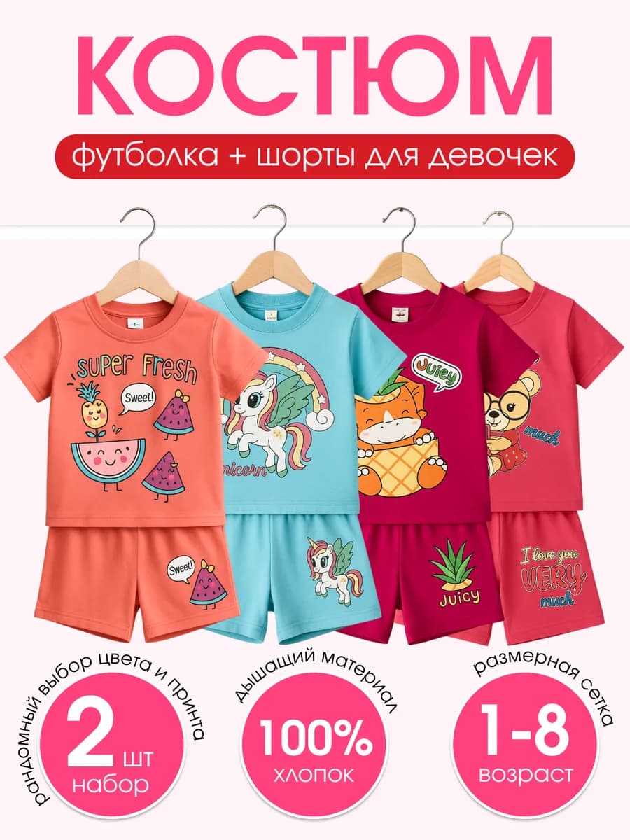 Костюм с шортами летний детский набор из 2 шт - фото 1