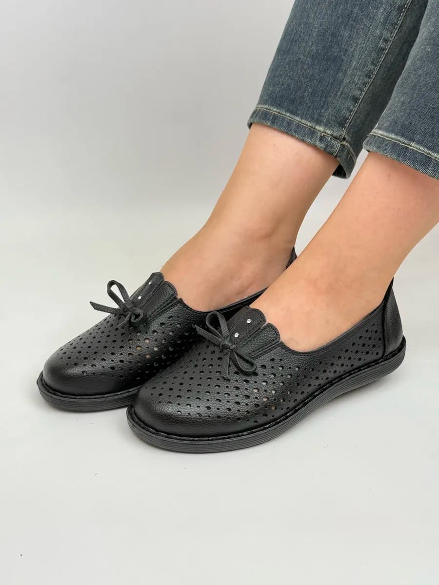 Туфли летние лоферы с перфорацией