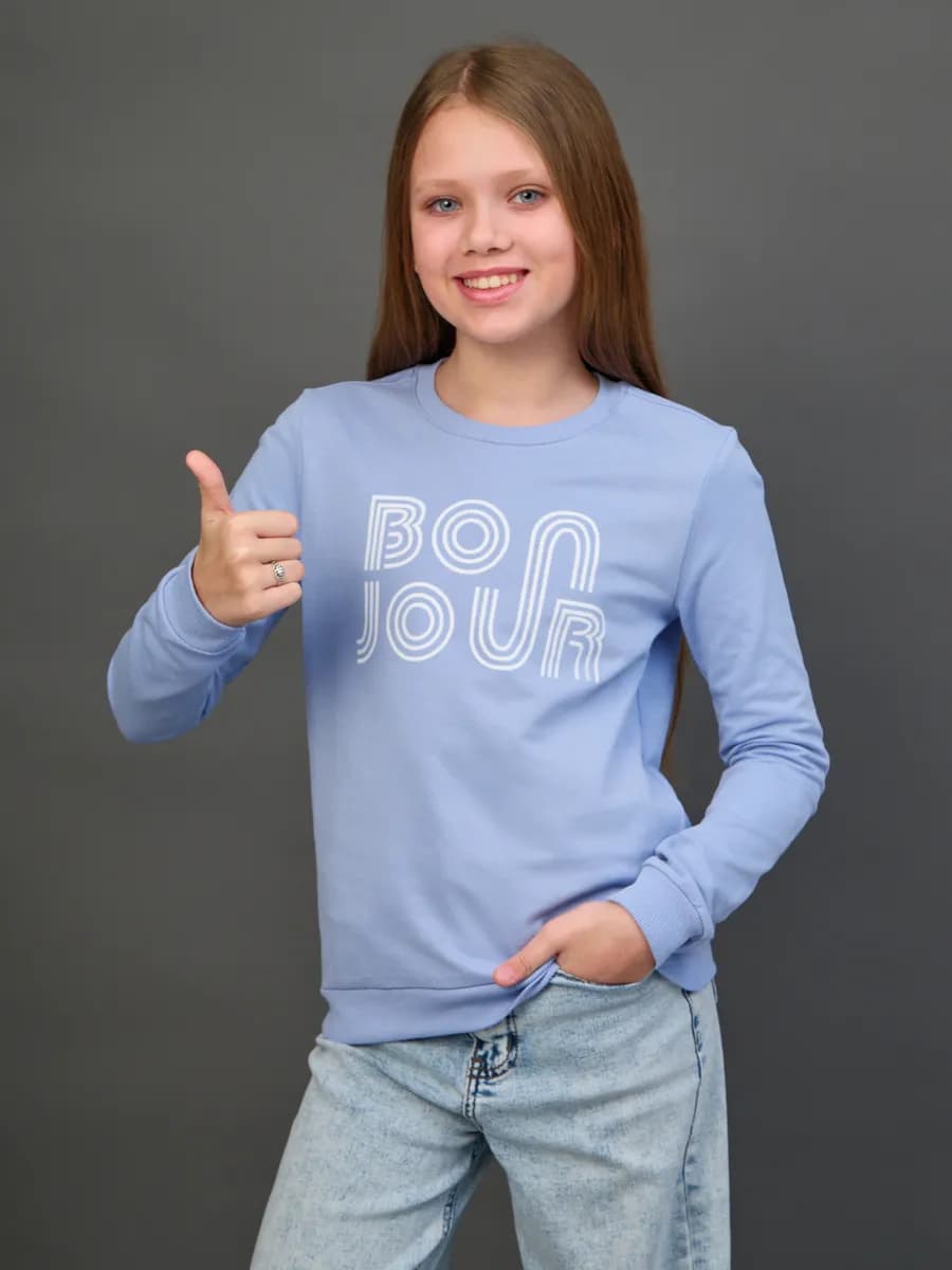 Толстовка свитшот без начеса с принтом