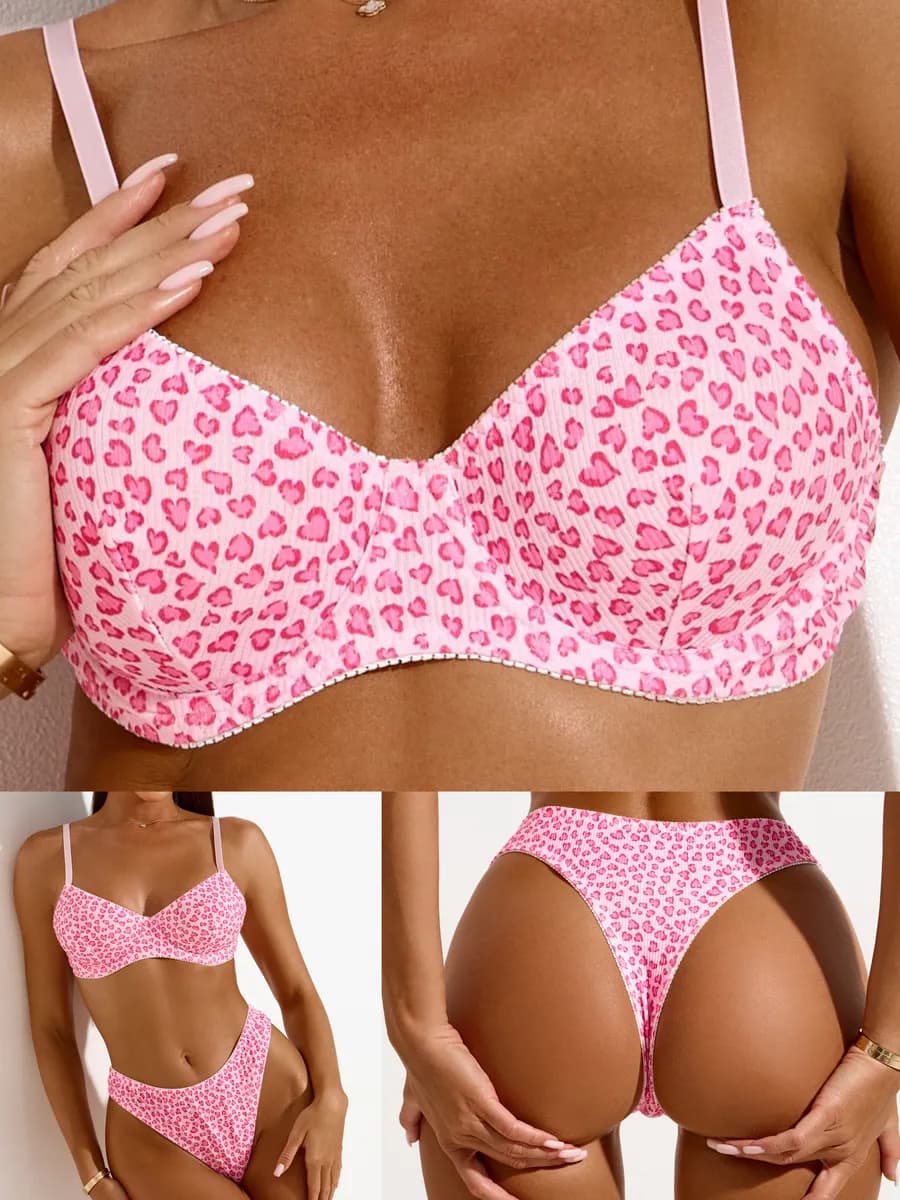 Комплект белья с косточками без пуш-ап, бюстгальтер и трусы