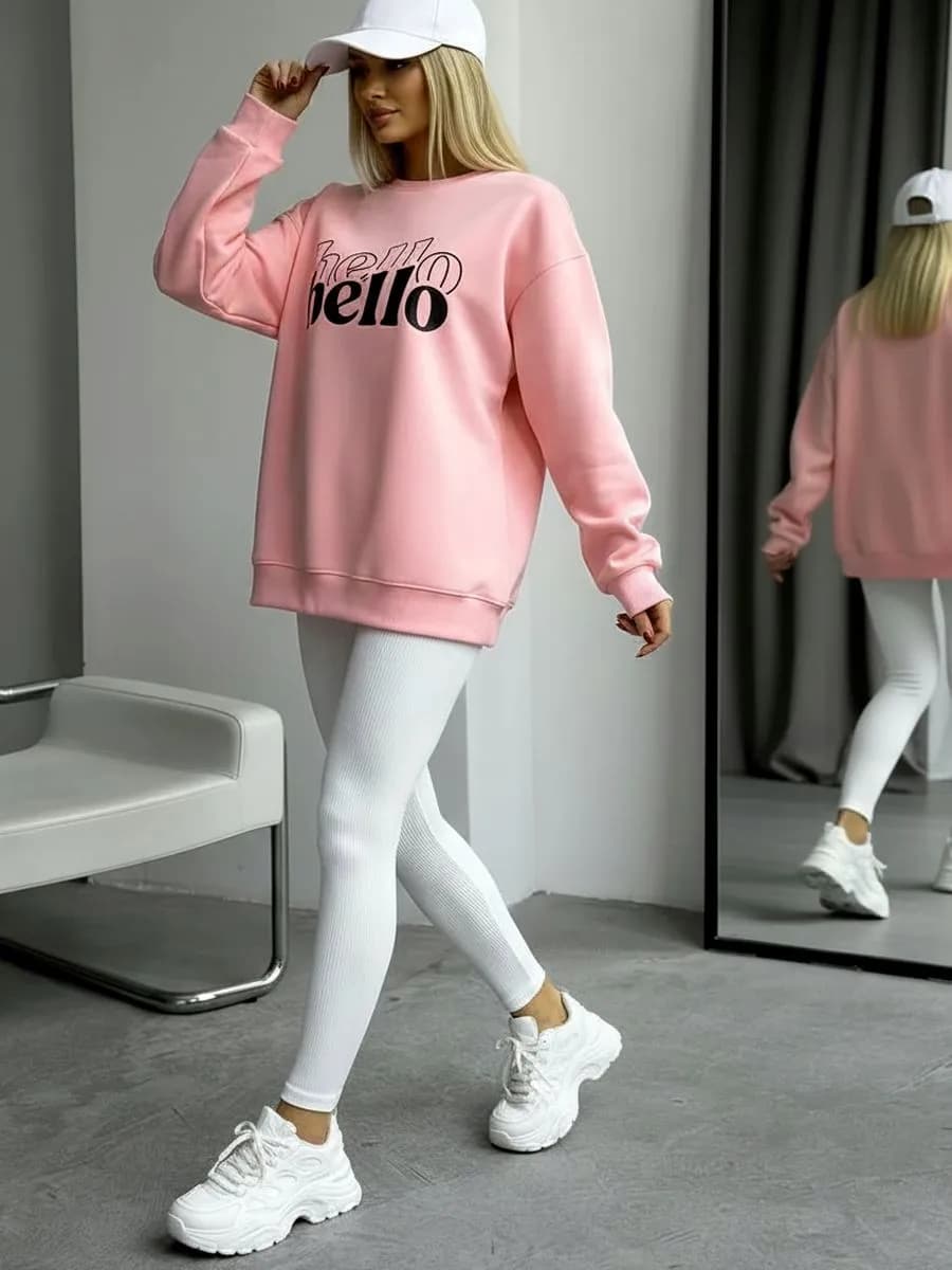 Свитшот розовый с принтом - фото 1