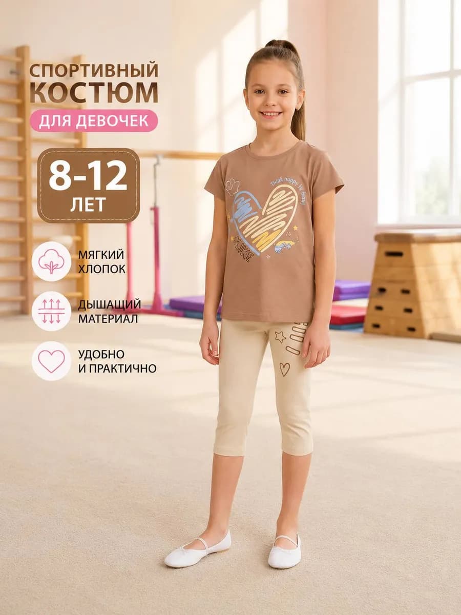 Летний Костюм с лосинами для девочки
