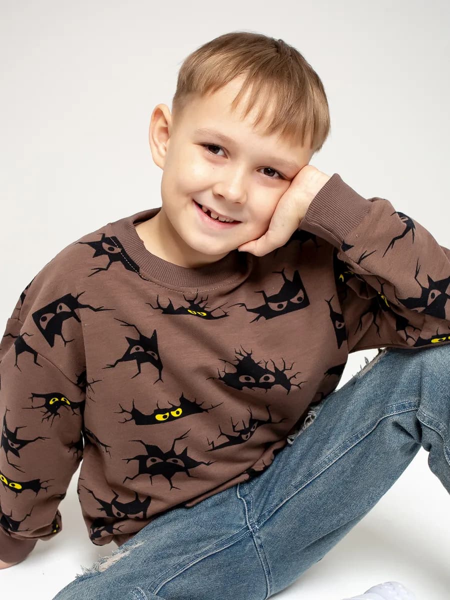 Джемпер с рисунком без начеса