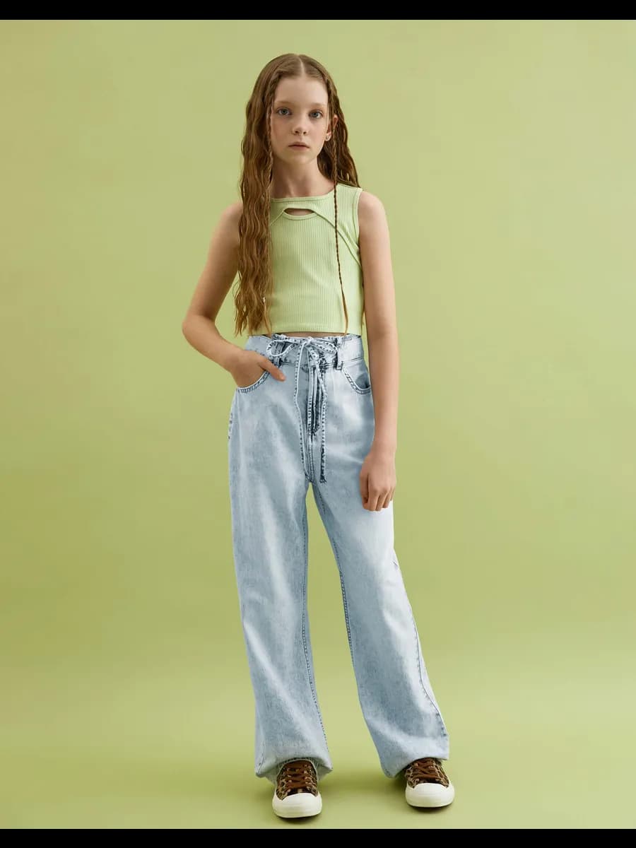 Джинсы Straight с завязками