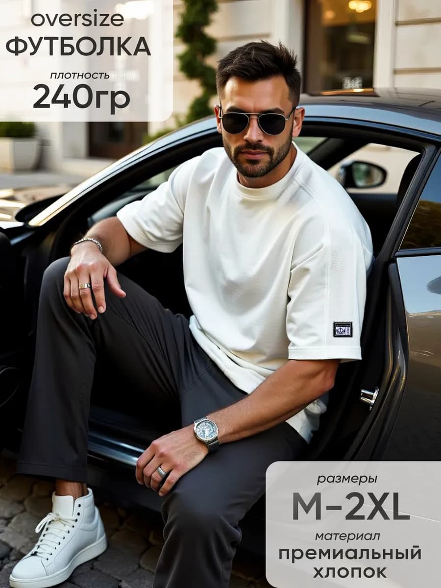 Базовая футболка оверсайз плотная из футера однотонная
