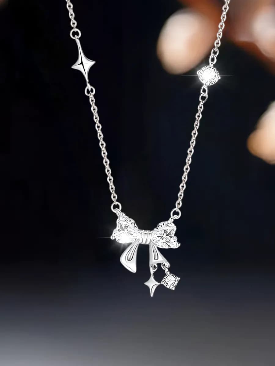 Подвеска бантик на шею с цепочкой бижутерия