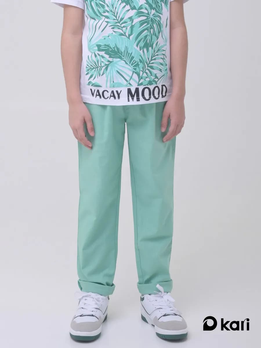 Брюки для мальчика мятные на резинке