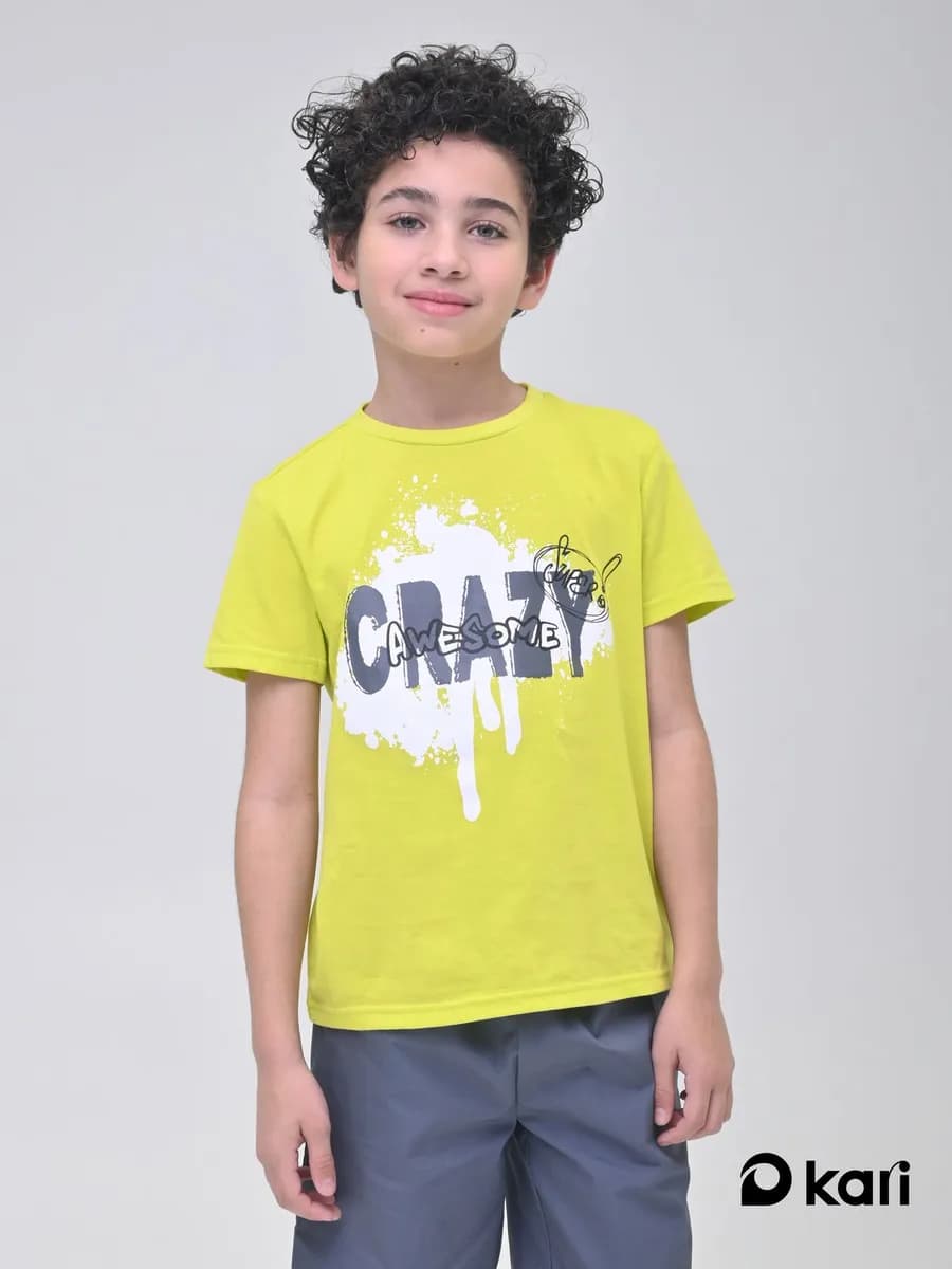 Футболка для мальчика салатовая с принтом