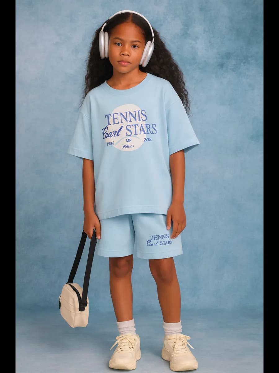 Костюм детский летний оверсайз с шортами с принтом