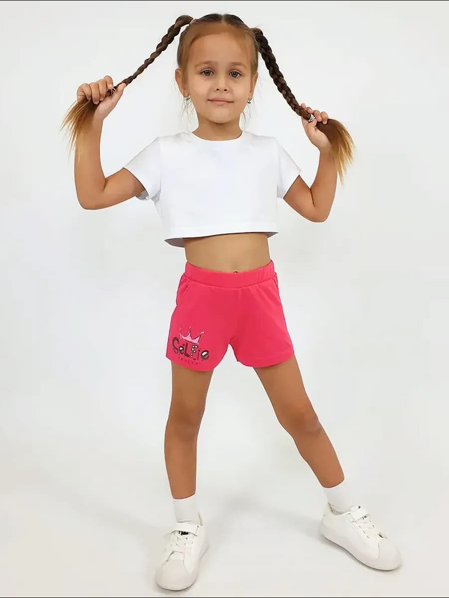 Шорты укороченные трикотажные с принтом в садик для детей