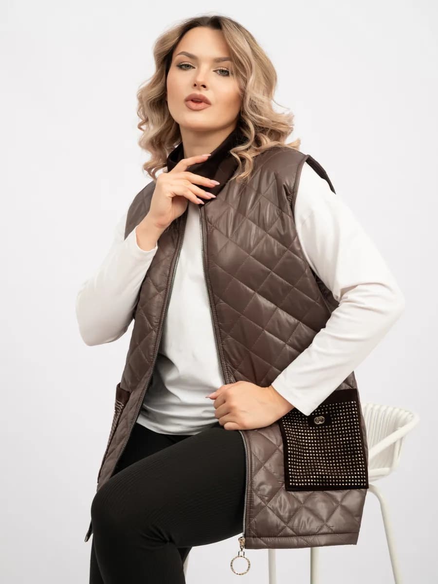 Жилетка легкая стеганая весенняя больших размеров - фото 1