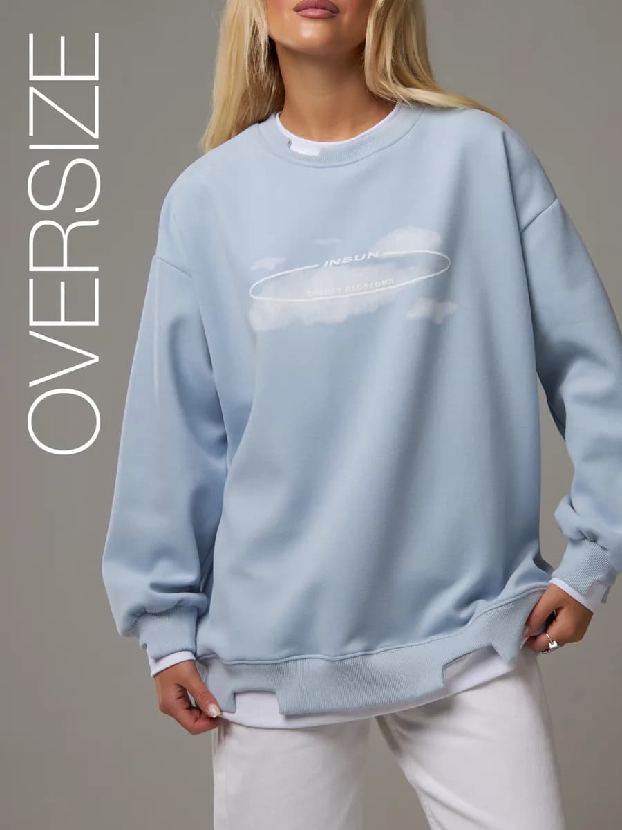 Свитшот оверсайз с принтом кофта длинная