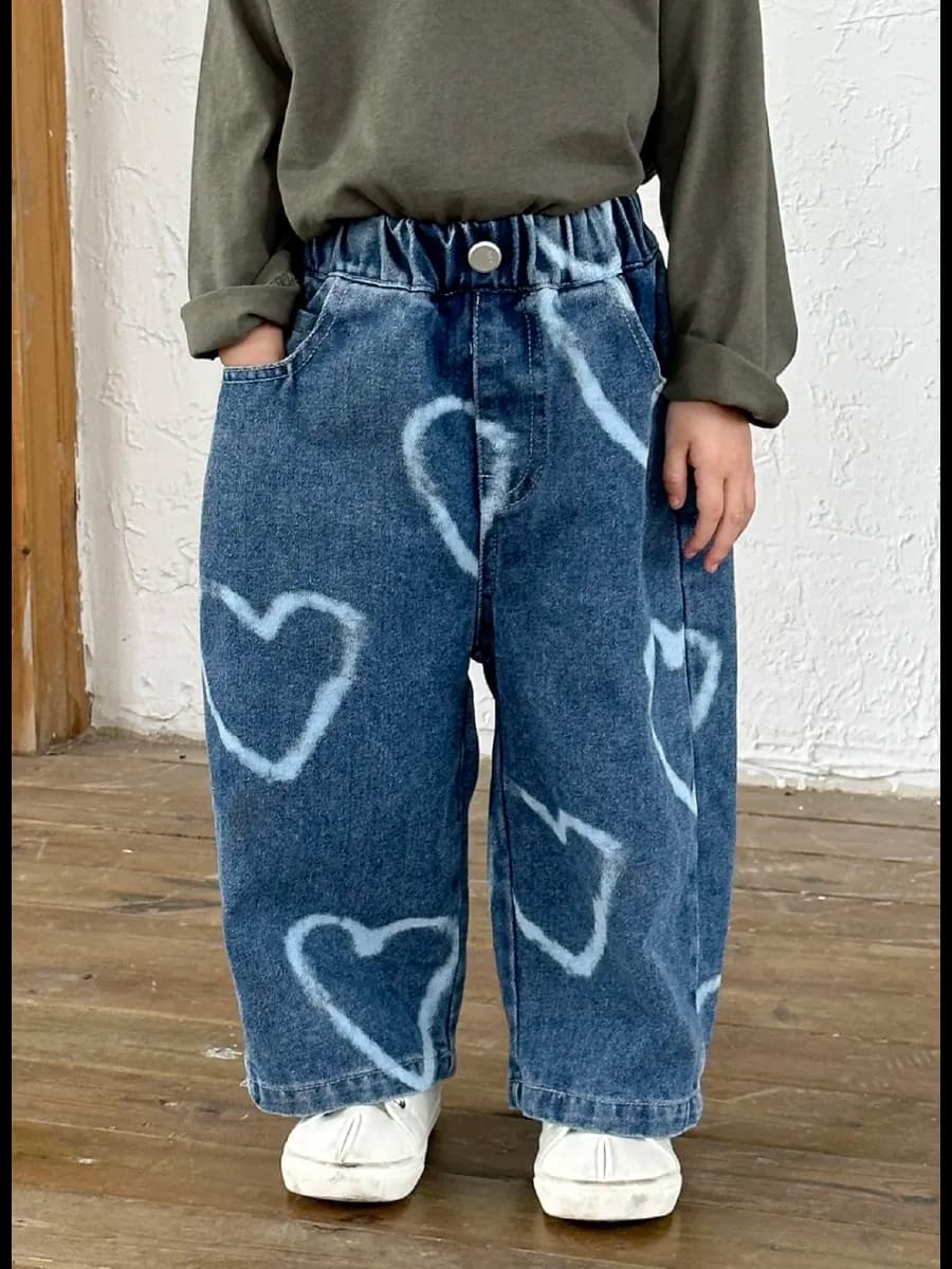 Джинсы детские широкие багги у2к с принтом на резинке