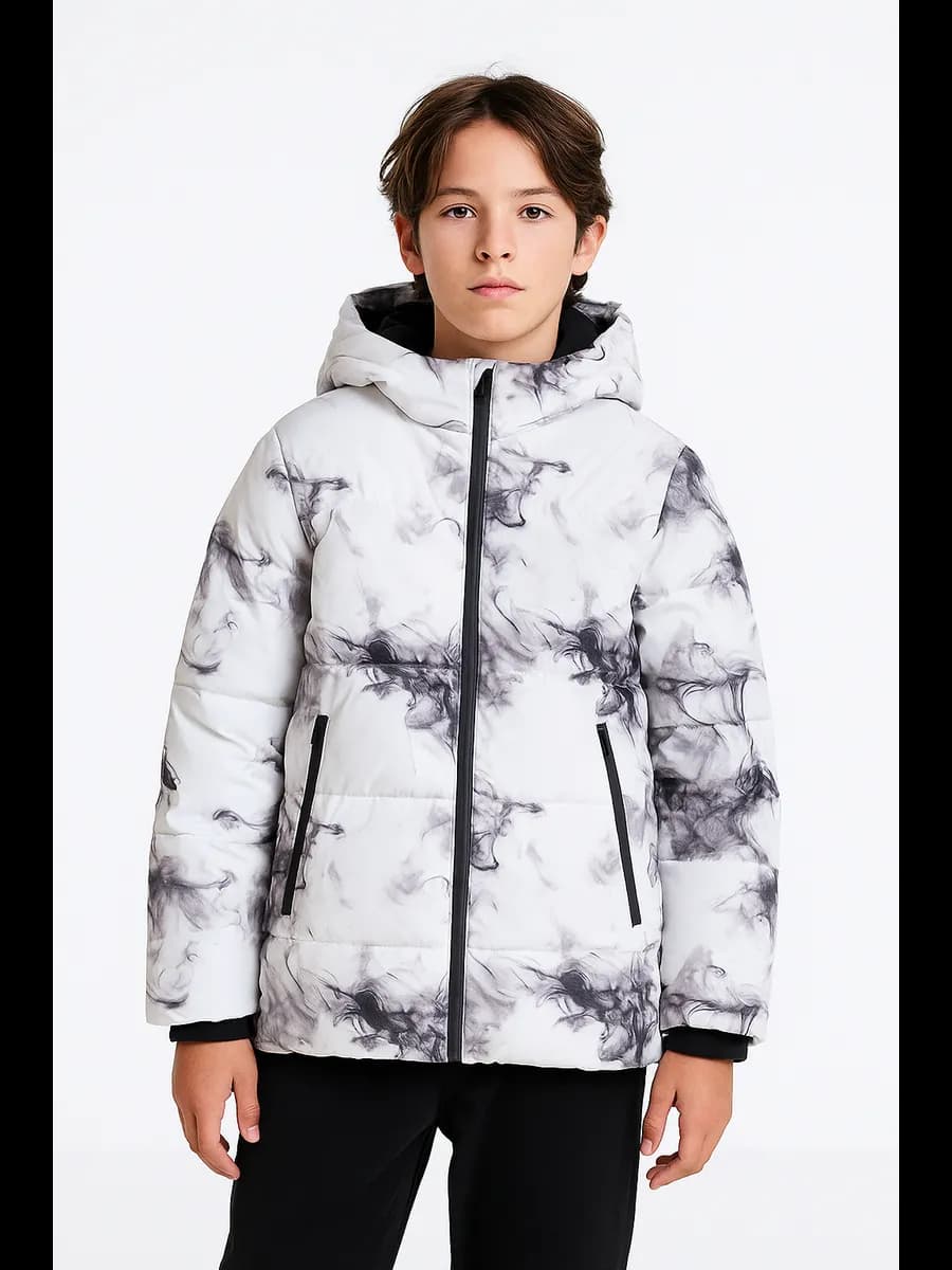 Куртка зимняя стеганая укороченная с капюшоном