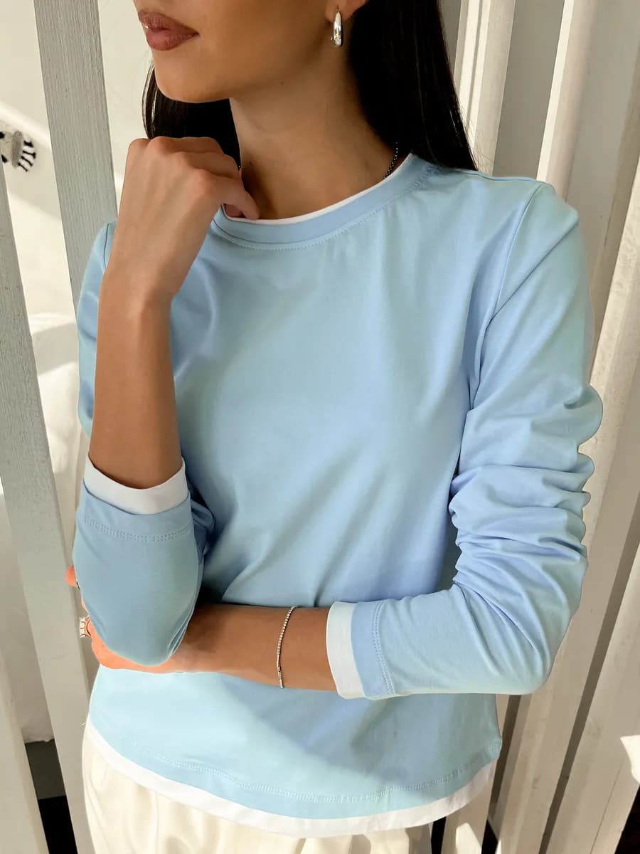 Лонгслив свободный хлопок премиум многослойный базовый