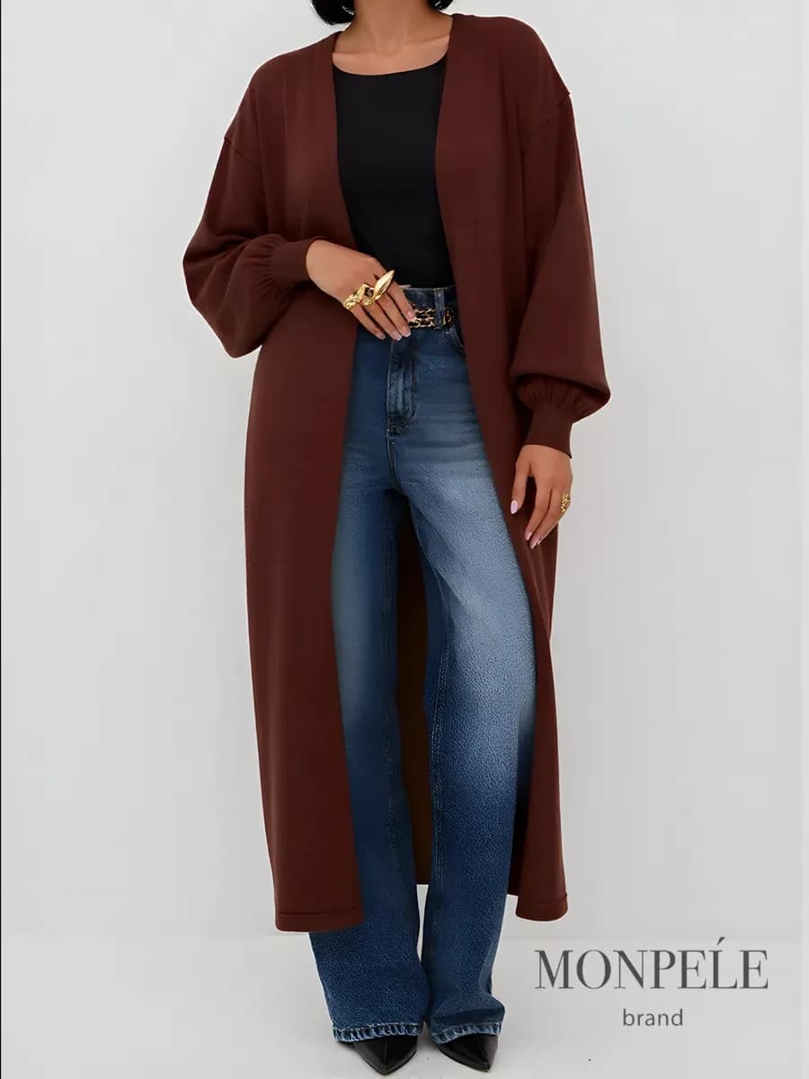 Кардиган трикотажный длинный оверсайз - фото 1