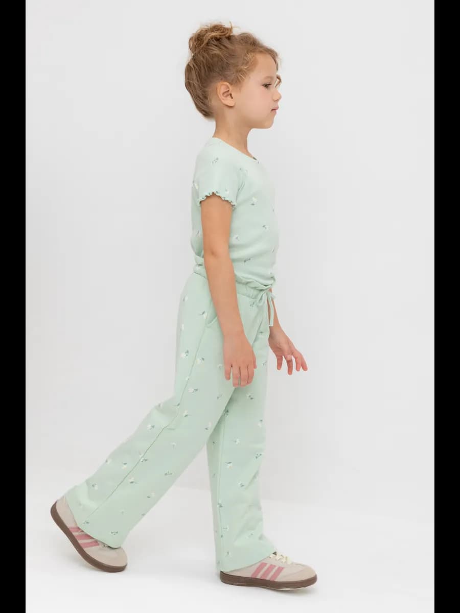 Брюки прямые хлопковые на резинке для девочки