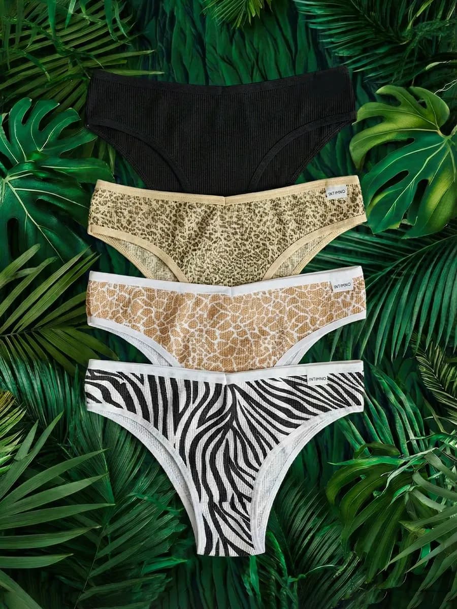 Трусы бразильяна танга хлопок набор 4 штуки