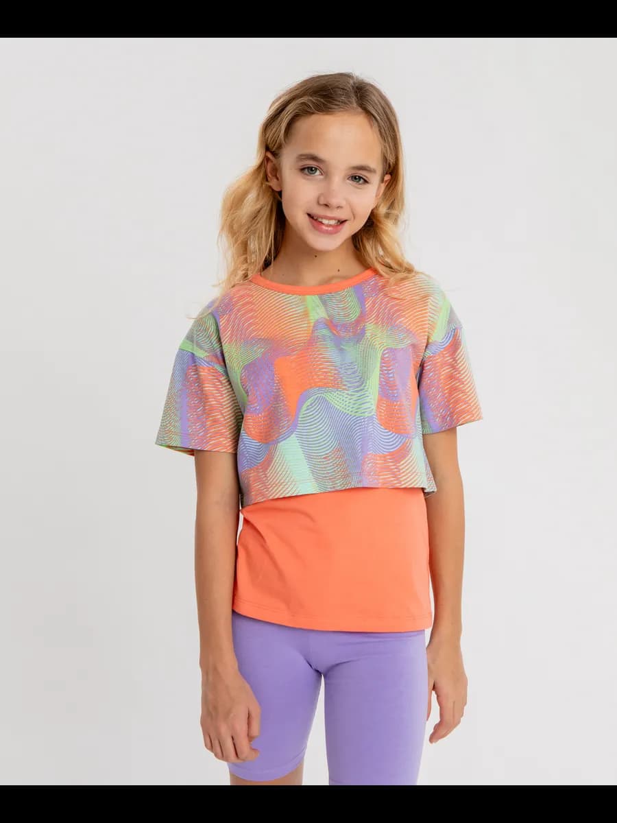 Комплект футболка кроп топ и майка летняя