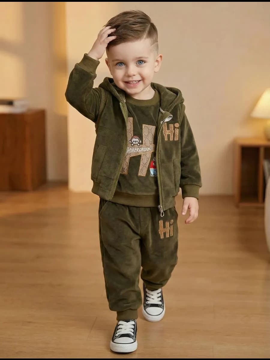 Теплый детский флисовый костюм тройка