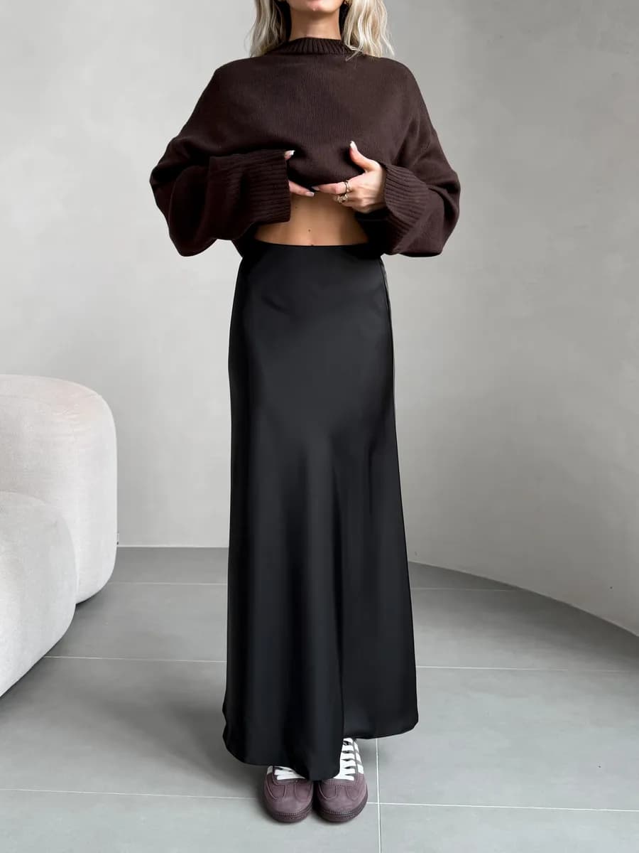 Шелковая атласная юбка