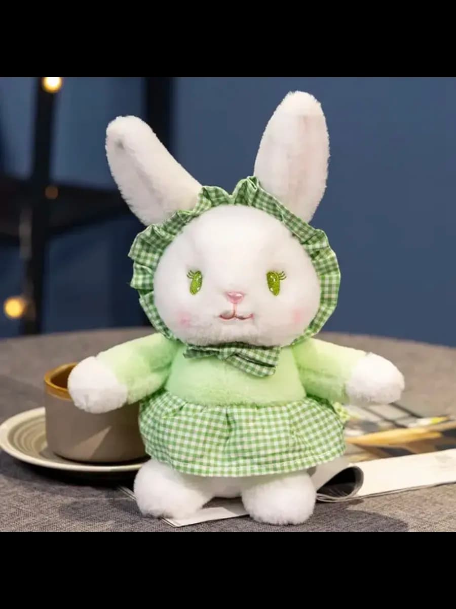 Зайка в зеленом платье и головном уборе, 29 см