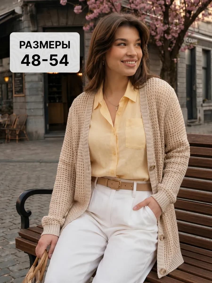 Кардиган летний длинный оверсайз в сетку