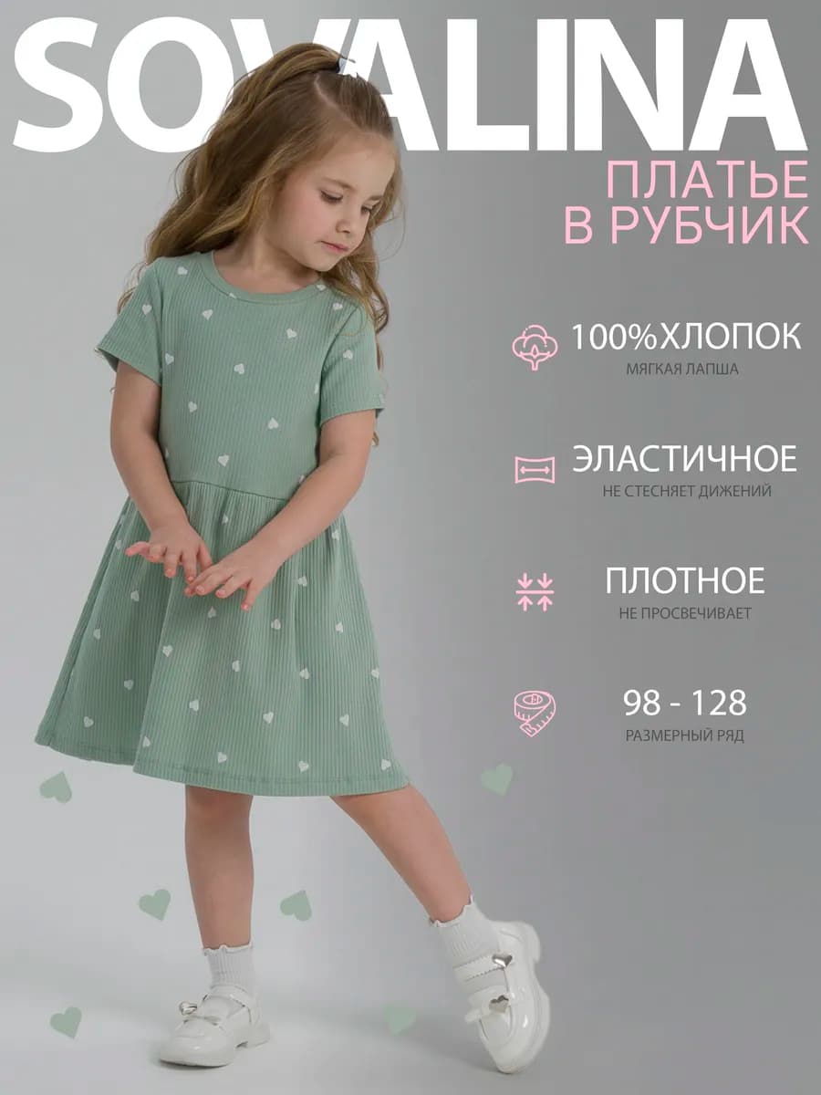 Платье в рубчик короткий рукав