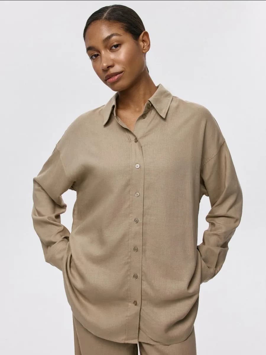 Рубашка оверсайз летняя из вискозы и льна
