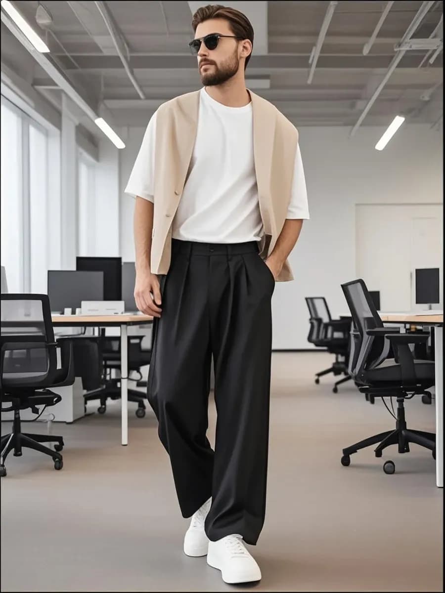 Брюки классические мужские широкие