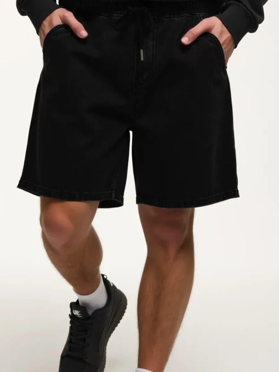 Шорты джинсовые широкие на резинке - фото 1