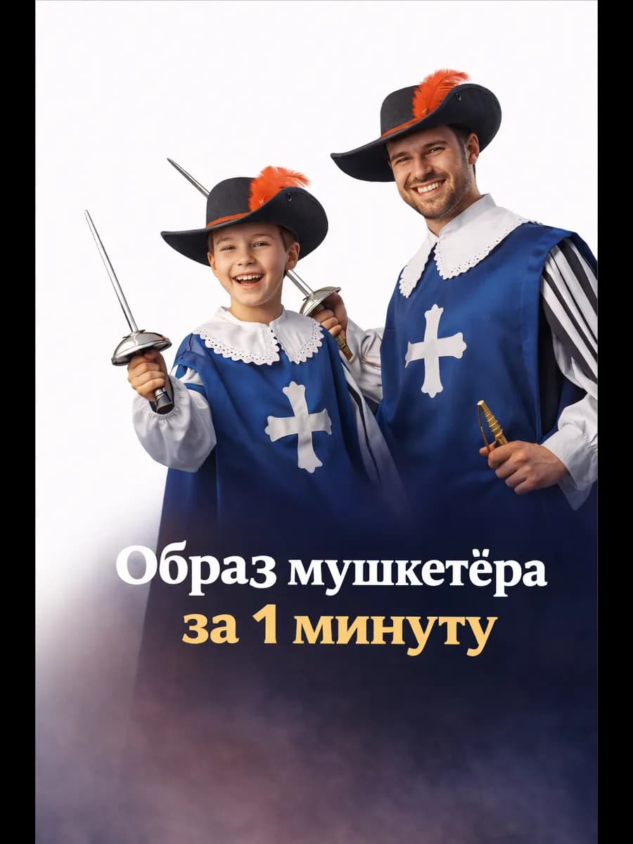Карнавальная шляпа мушкетера с пером