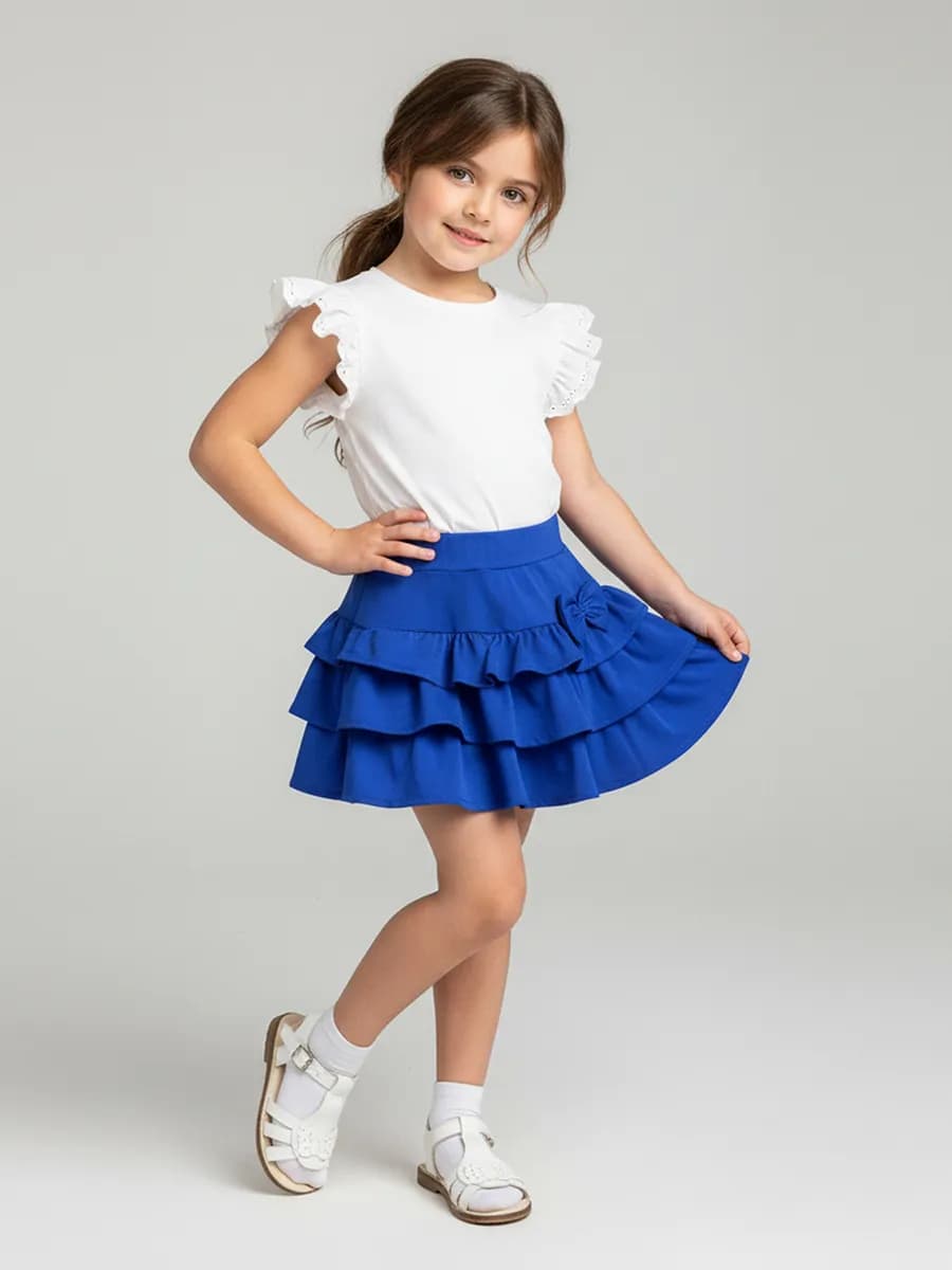 Юбка хлопковая летняя в садик с воланами