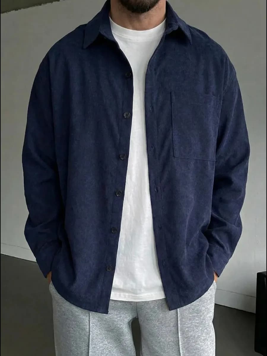 Рубашка вельветовая оверсайз с длинным рукавом