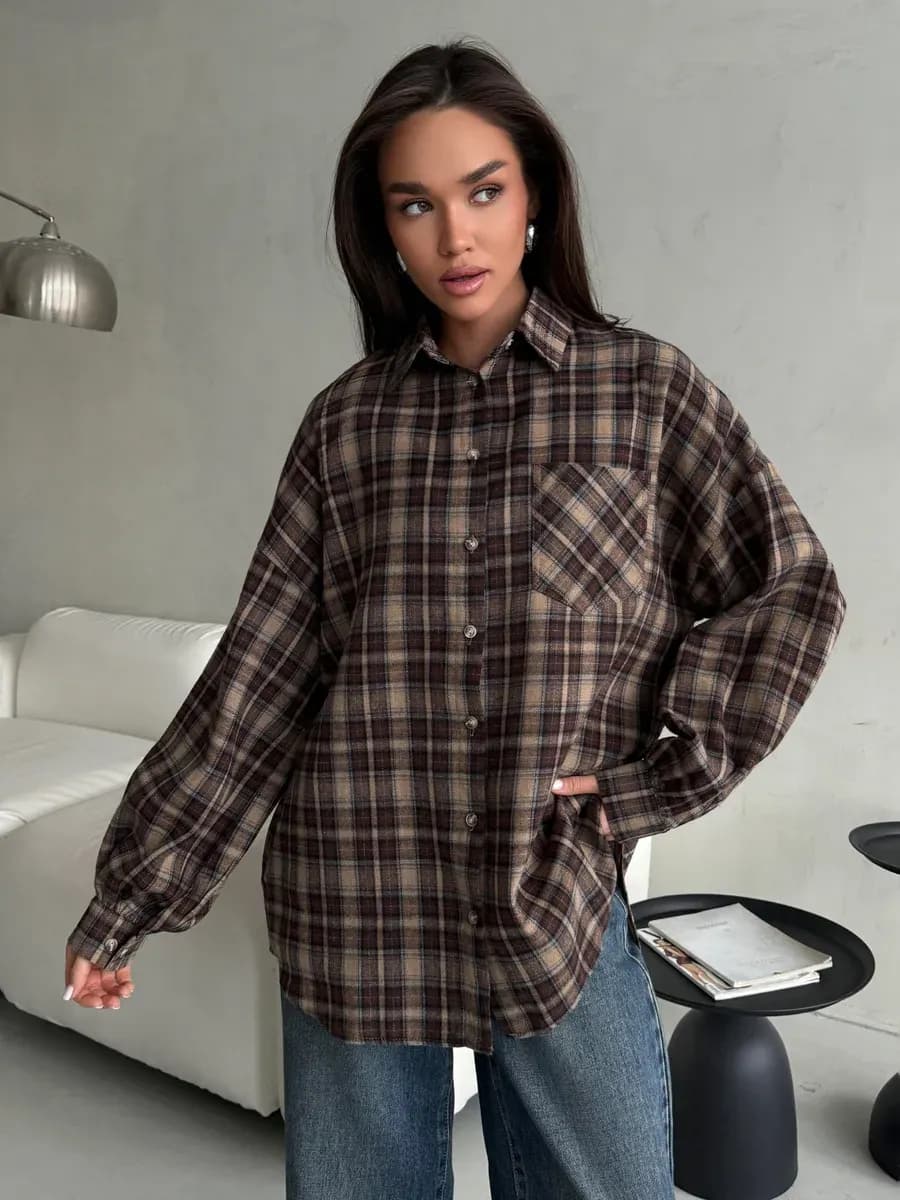 Рубашка в клетку оверсайз