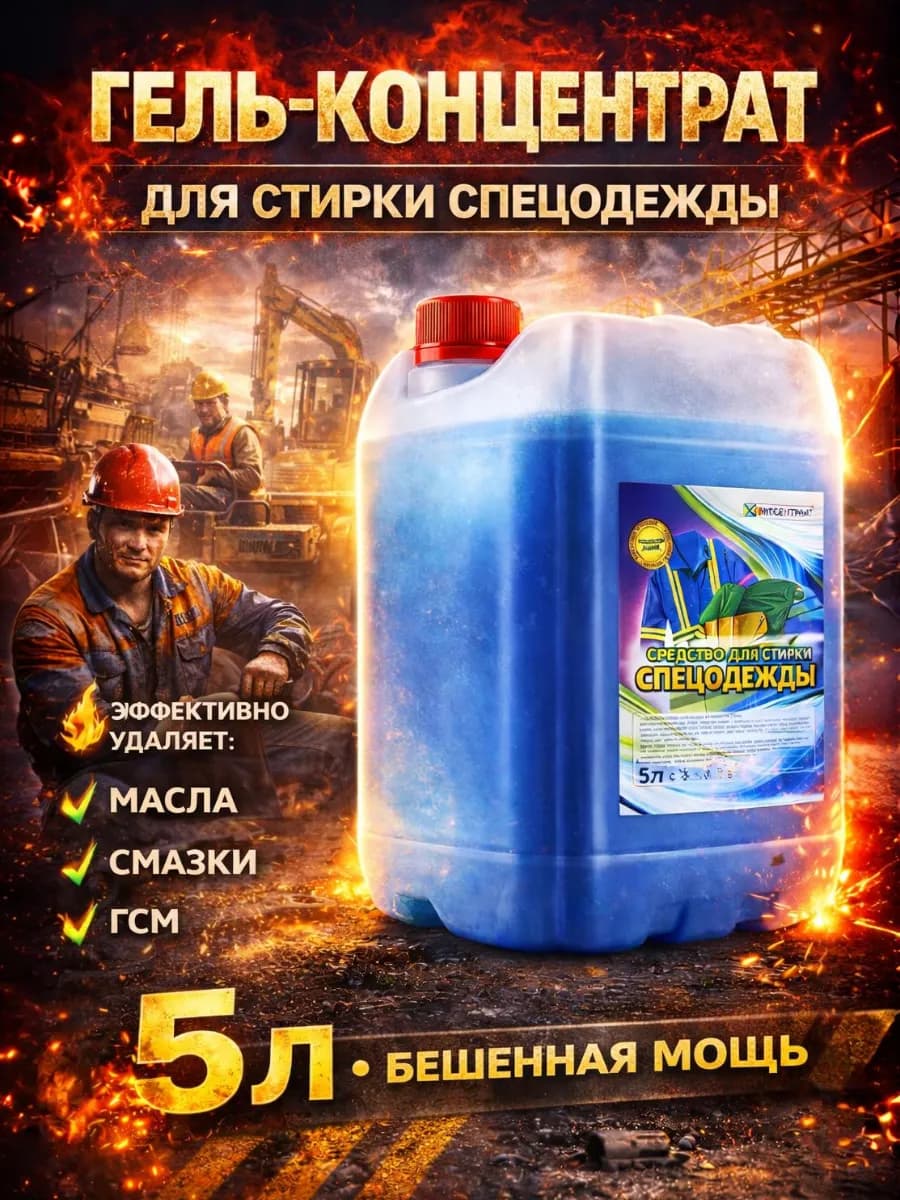Гель для стирки спецодежды 5л средство универсальное