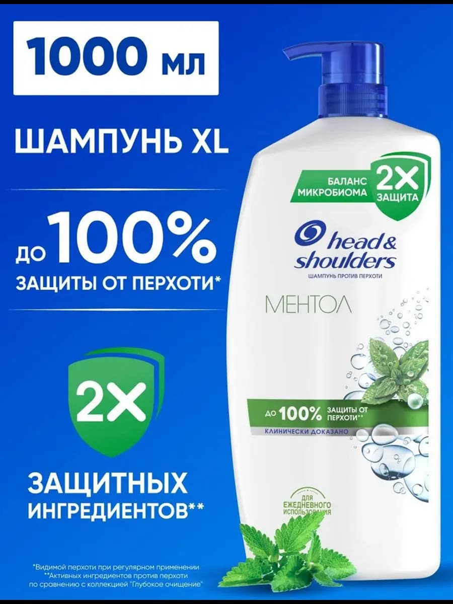 Шампунь от перхоти Ментол 1л с дозатором - фото 1