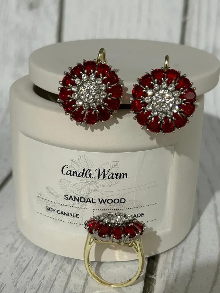 комплект бижутерия украшение кольцо серьги