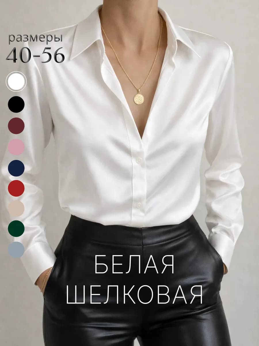 Рубашка шелковая белая