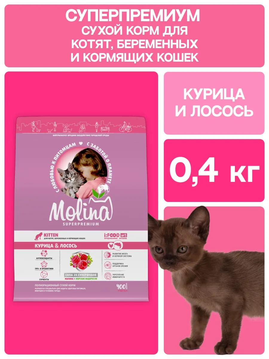Корм для котят сухой с курицей и лососем 0,4 кг